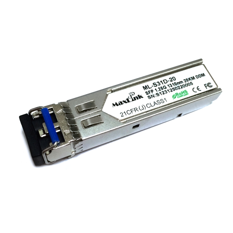 MaxLink ML-S31D-20 1.25G SFP optical module, SM, 1310nm, 20km, 2x LC connector, DDM, Cisco compatible