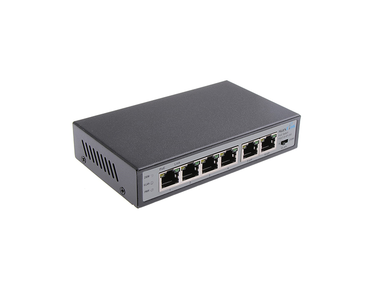 MaxLink PoE switch PSAT-6-4P-250, 6x LAN/4x PoE 250m, 802.3af/at, 65W, 10/100Mbps