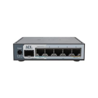 MikroTik E60iUGS, hEX S (2025), Dual Core 950MHz, 512MB, 5xGigabit, 1x2.5G SFP, USB, PoE-in, PoE-out, L4