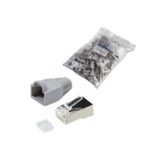 LogiLink MP0021 RJ45 CONNECTOR CAT 6, shielded MP0021 Plug, straight Number of pins: 8P8C Grey 100 pc(s)
