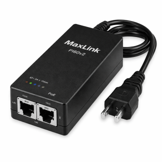 MaxLink MAXPI60v2 PI60v2 PoE injector - 802.3af/at/bt, 55V, 1.1A, 60W, 1Gbit